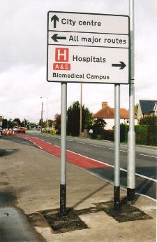 Road sign on Shelford Road, the day of the opening of Addenbrooke�s Road. Photo: Andrew Roberts, 27 October 2010.