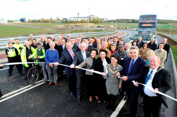 Participants at the opening of Addenbrooke’s Road. Photo: Cambridgeshire County Council, 27 October 2010.