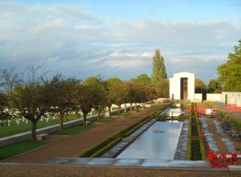 Looking towards the Memorial, American Cemetery, Local History Group visit. Photo: Andrew Roberts, 8 May 2014.