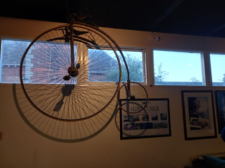 Penny farthing bicycle suspended from the ceiling in the lower kitchen. Photo: Andrew Roberts, 22 May 2025.