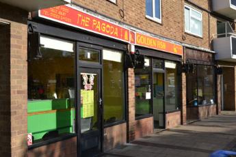 The Pagoda & Golden Fish (Chinese take away and fish & chip shop), The Parade, Anstey Way, 14 November 2012. Andrew Roberts.