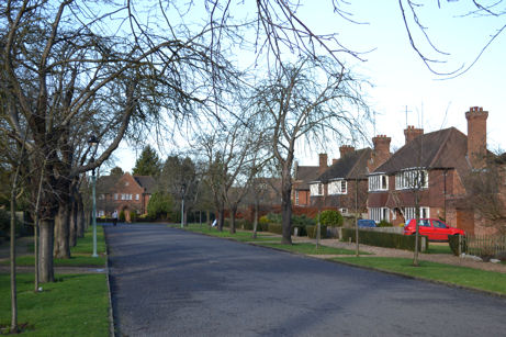 Looking north along the further part of Barrow Road towards Barrow Close, 13 January 2014.