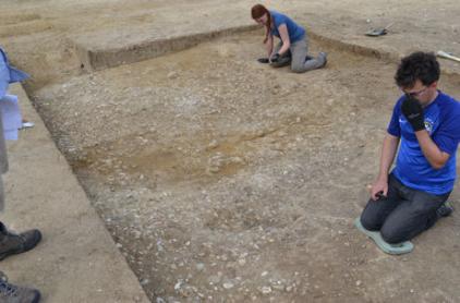 Cobbled area on the Bell School archaeological site. Photo: Andrew Roberts, 25 July 2014.