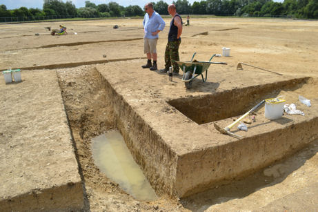 Large Iron Age well being excavated on the Bell School archaeological site. Photo: Andrew Roberts, 25 July 2014.