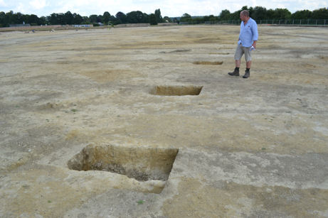 Richard Mortimer on the Bell School archaeological site. Photo: Andrew Roberts, 25 July 2014.