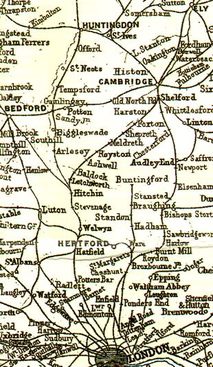 Extract from Bradshaw's Railway Map, 1907.