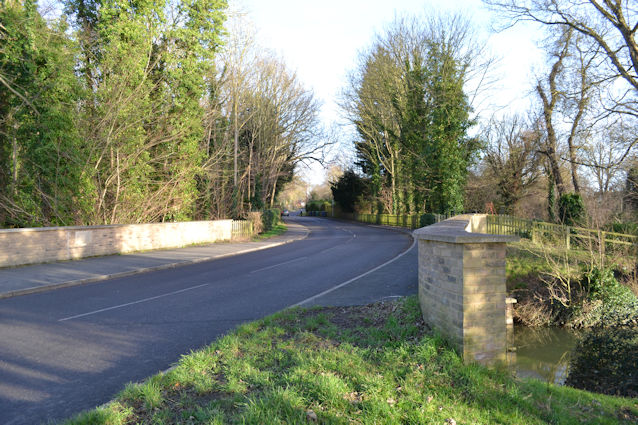 Brasley Bridge, Grantchester Road, looking towards Wood End Cottages. Photo: Andrew Roberts, 1 February 2024.