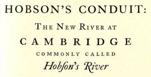 Extract from title page of Bushell's 1938 book about Hobson's Conduit. 
