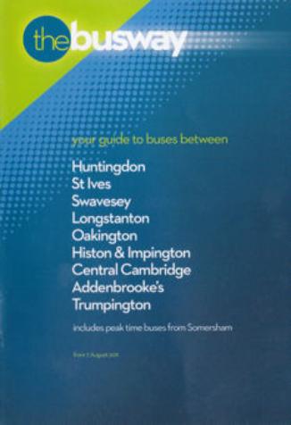 Cover of the Busway timetable. Cambridgeshire County Council, August 2011.