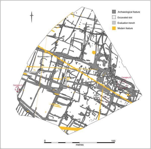 Site plan of the AstraZeneca North site. Cambridge Archaeological Unit.