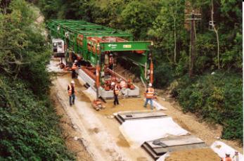 Laying the track for the Guided Busway to the east of Shelford Road bridge. Photo: Andrew Roberts, 21 September 2010.