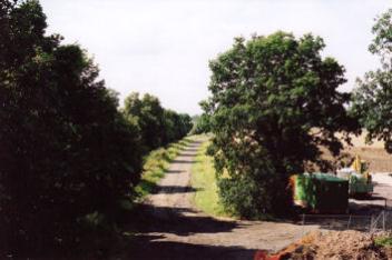 The line of the old railway, looking south from Long Road, before work starts on the Guided Busway. Photo: Andrew Roberts, July 2007.