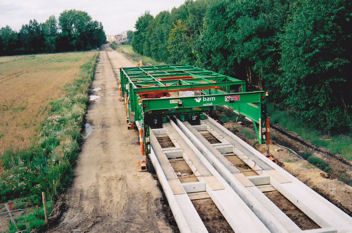 Construction of the busway track, looking north from the Long Road bridge, spring 2009.