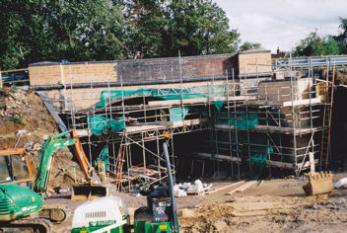 Remedial work on the brickwork of Hauxton Road bridge, September 2010.
