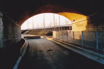 The completed busway under Hauxton Road bridge, early 2011.