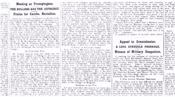 [Cambridge Independent Press, 28 August 1914, p. 6.