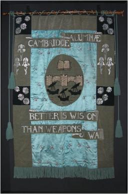 Cambridge Alumnae banner, 1908. Newnham College Archives.