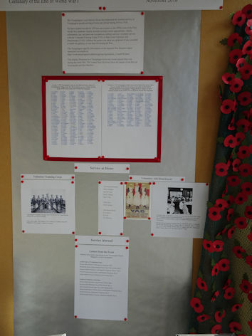 Trumpington Local History Group display commemorating the Centenary of the end of World War 1, October-November 2018, Trumpington Pavilion. Photo: Andrew Roberts, 11 October 2018.