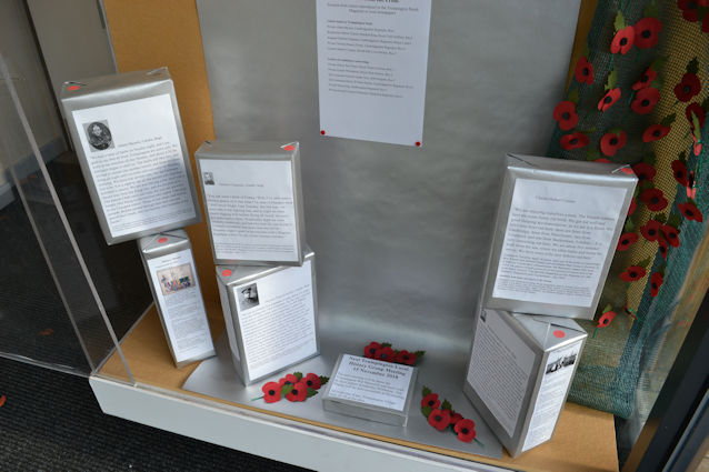 Trumpington Local History Group display commemorating the Centenary of the end of World War 1, October-November 2018, Trumpington Pavilion. Photo: Andrew Roberts, 11 October 2018.