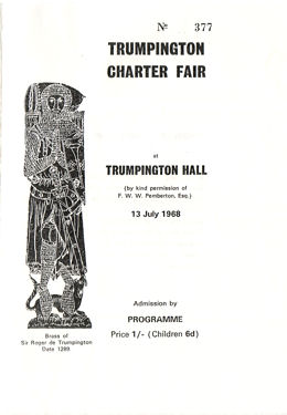 Front cover of Programme, Trumpington Charter Fair, July 1968. Source: Arthur Brookes.
