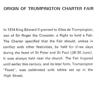 Extract from Programme, Trumpington Charter Fair, July 1968
