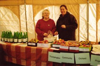 The Trumpington Community Orchard stall at the Trumpington Christmas Fair, 6 December 2008
