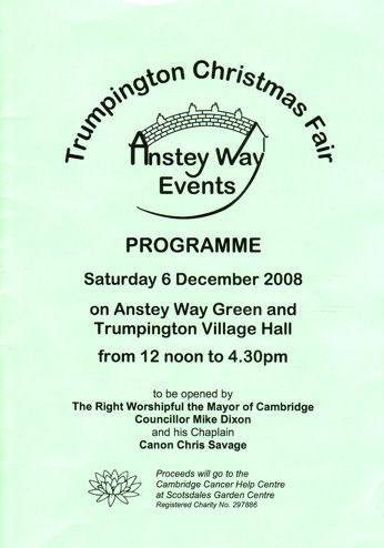 Front cover of brochure, Trumpington Christmas fair, 6 December 2008