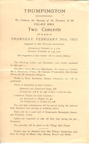Flyer for the 1925 Concert.