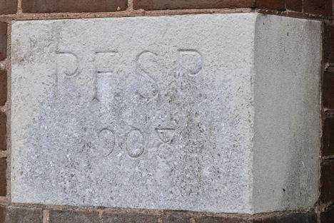 Corner foundation stone.