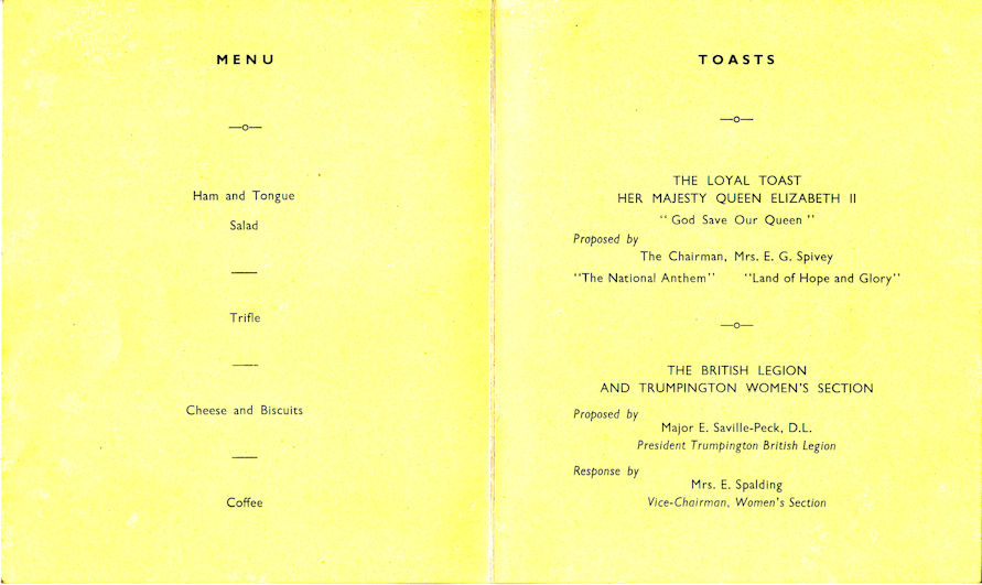 Trumpington British Legion Coronation supper, 1953. Source: Stanley Newell.