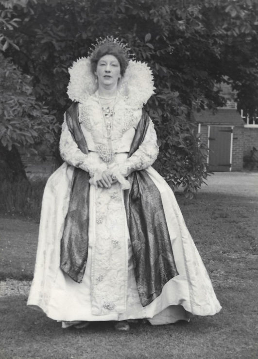 The Queen’s of England pageant, June 1953: Scene V Queen Elizabeth: Mrs Shanks. Copy photo: Annie Jackson, May 2023.
