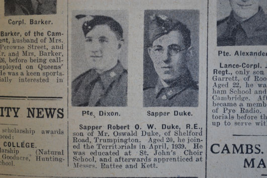 Robert C.W. Duke. Independent Press and Chronicle, 3 April 1942, p. 7. Cambridgeshire Collection.