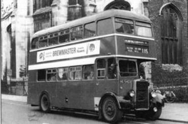 Image of Eastern Counties service 115 in King’s Parade, Cambridge. Photo: Maurice G. Doggett.