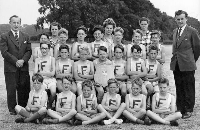 Fawcett School team, the Cambridge School Junior Athletic Champions, Boys, 1962. Photo: Fawcett School (Ken Fletcher).