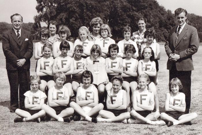 Fawcett School team, the Cambridge School Junior Athletic Champions, Girls, 1962. Photo: Fawcett School (Ken Fletcher).