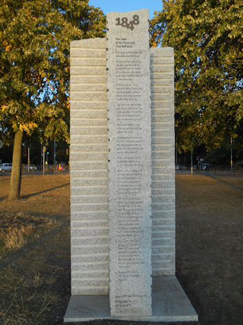 ‘Cambridge Rules 1848’. Sculpture commissioned and funded by Cambridge City Council and unveiled on Parker's Piece, Cambridge, in May 2018. Artists: Alan Ward and Neville Gabie. Photo: Wendy Roberts, 14 September 2019.