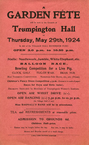 Flyer for the fundraising garden fête, May 1924.