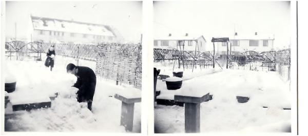 Heavy snowfall in winter 1955? Views of our back garden at 165 Foster Road with houses in Byron Square in the distance. Source: Colin Gedge.