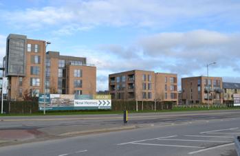 Dakins House, Fletcher House and Maddox House from Addenbrooke's Road, Beech Drive. Photo: Andrew Roberts, 21 November 2015.