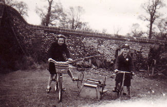 Brian Goodliffe and Elizabeth Youngs in the back garden of Dated Cottages, 18 Grantchester Road, 1950