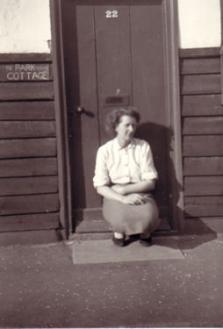 Brian Goodliffe’s mother on the doorstep of 22 Grantchester Road, 1956