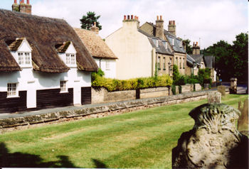 Looking east along Grantchester Road from the churchyard, August 2008