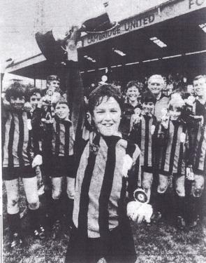 Hale the champions…Trumpington Tornadoes captain, David Hale, holds the Cambridge and District Colts League under-11 knockout cup aloft, May 1983. [Source: CEN, 4 May 1983, p.18]
