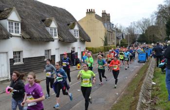Runners in the Cambridge Half Marathon in Grantchester Road. Photo: Andrew Roberts, 28 February 2016.