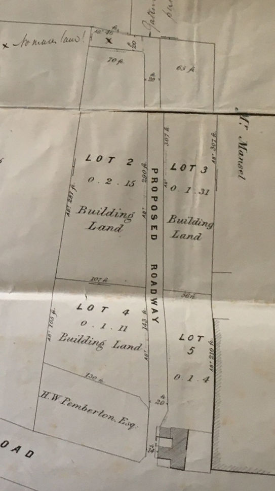 Extract from the papers concerning the sale of land off the High Street (Alpha Terrace), Trumpington, 1879. Pemberton Archives, Trumpington Hall. Source: Antony Pemberton.