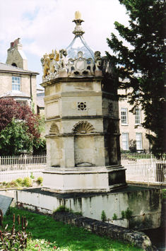 The Hobson’s Conduit structure at the junction of Lensfield Road and Trumpington Street, a water structure which stood in Market Hill from 1614-1856, when it was re-erected in the current location, July 2008.