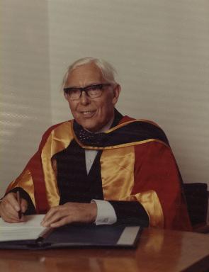 Lord John Fleetwood Baker, recipient of honorary degree at the University of Salford, 4 July 1974. University of Salford Photographic Collection (USP/9/321). © University of Salford.