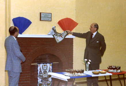 Sir Francis Pemberton opening the Jubilee Room, Village Hall, with Bert Truelove, June 1977. Source: Stephen Brown.