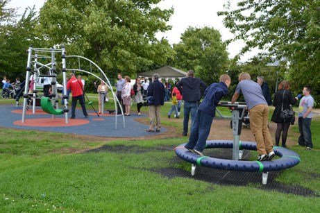 Opening of electronic play space on King George V Playing Field by Councillor Sheila Stuart, Mayor of Cambridge, 1 August 2012. Photo: Wendy Roberts.