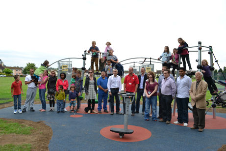 Opening of electronic play space on King George V Playing Field by Councillor Sheila Stuart, Mayor of Cambridge, 1 August 2012. Photo: Wendy Roberts.